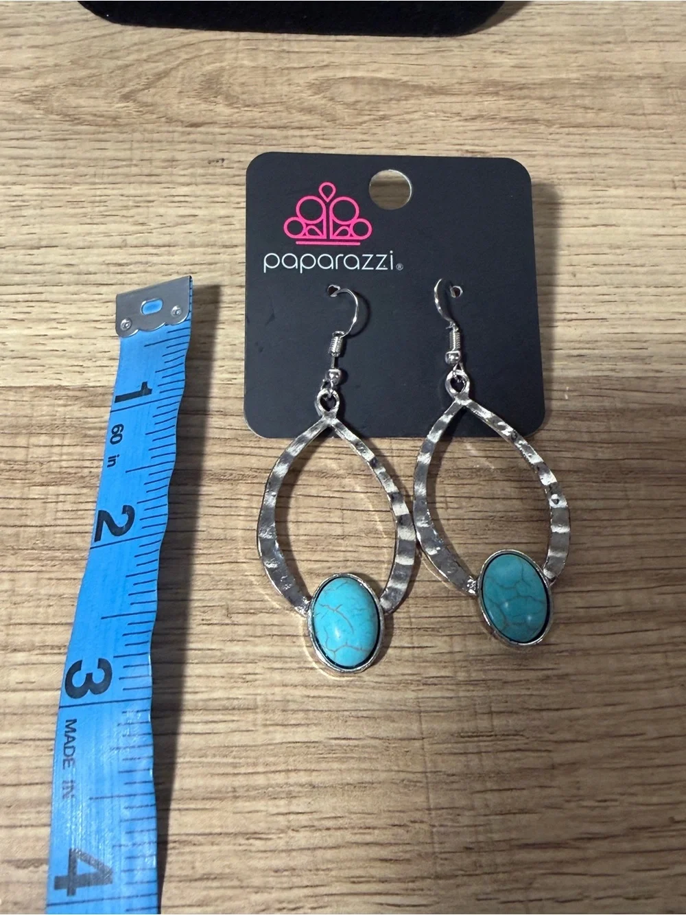 Paparazzi Silver-Tone Hoop Earrings with Turquoise Stones